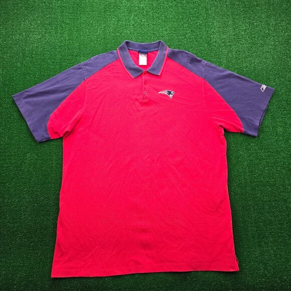 New England Patriots Polo Shirt Mens 2XLT Red Vintage Reebok NFL Football Sports - Picture 1 of 9